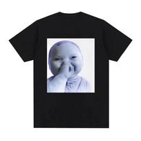 Ai Baby Meme Tuff Baby T-shirt Brainrot Baby Laughing Ai Kid Funny Meme T Shirt Gen Alpha Humour Cotton Short Sleeve T Shirts 120 gray
