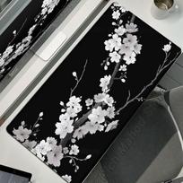 Aesthetic Flower Desk Mat Black Sakura Gaming Mouse Pad Large Office Accessories Cherry Blossom Mousepad XXL Gamer Computer Mat 30x60x0.2CM gray