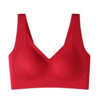 Anti-Gravity Lifting Seamless Tank Sleep Bra for Women Wireless Minimizer Gathered Anti-Sagging Intimates for Small Full Bust XL/85ABC raudona