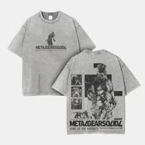 Metal Gear Solid 4 Washed Shirt Wash Tee, Gamer Shirt, Graphic Tee, Esports Appa 140 gray