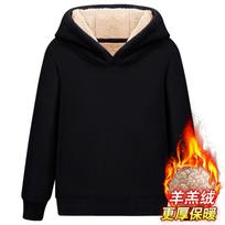 Solid Thick Fleece Lined Hooded Pullover Sweatshirt For Unisex Kids Boys Girls 110cm black