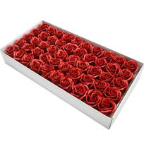 50Pcs Three Layer Rose Foam Rose Wreath Making Foam Rose Heads Soap Rose Flower  Bridal Bouquet Dark red