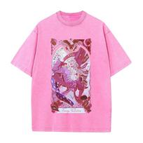 Funny Valentine's Day D4C JoJo's Bizarre Adventure Costume Men's and Women's Casual T-Shirt Vintage Washed Cotton Tee 3XL pink