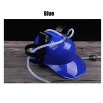Creative Lazy Drinking Hat Beer Sada Can Dual Holder Helmet Cap With Soft Straw Bar Fun Unique Party Football Game Hats mėlyna