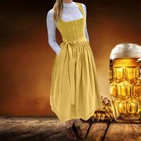 Women's Vintage Retro Dress, Versatile Work Dress for Stage Performance and Oktoberfest Party XS geltona