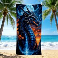 1Pc Blue Dragon Fantasy Beach Towel Quick Dry Multiuse For Beach Pool Gym Yoga Home Travel Christmas Halloween Xmas Gift G136 80cmx160cm(31x63inch)