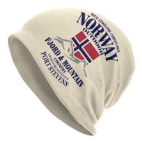 Custom Norway Flag Bonnet Femme Hip Hop Knitted Hat For Men Women Winter Warm Fjord Mountain Beanies Caps One Size gray