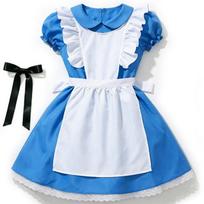 Cosplay blue and white maid dress, Alice cosplay dress, bubble sleeve apron skirt, Halloween costume. XS gray