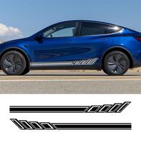 Automobilio vinilinės šoninės lipdukai Tesla Model Y kėbulo šoninės juostelės Lenktynių stiliaus dekoratyvinis lipdukas Modifikavimo lipdukai 2 vnt. Matte Silver