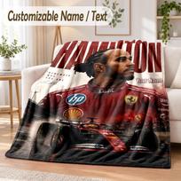 Custom Text Flannel Blanket Lewis Hamilton Print Warm Cozy Blanket Home Sofa Bedding 100cmx150cm