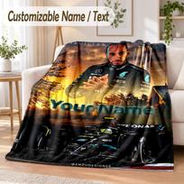 Custom Text Flannel Blanket Lewis Hamilton Print Warm Cozy Blanket Home Sofa Bedding 80cmx120cm