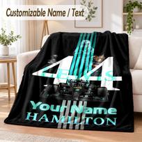 Custom Text Flannel Blanket Lewis Hamilton Print Warm Cozy Blanket Home Sofa Bedding 130cmx150cm