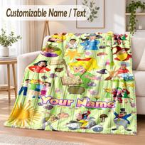Bibi Blocksberg Custom Name Flannel Throw Blanket Soft Warm for Sofa Bed Indoor Home Use 80cmx120cm beige