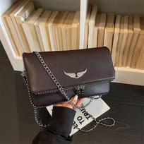 2026 New Style French Export Classic Multi-purpose Fashion Chain Flip Cover Side Carry Single Shoulder Side Bag with Wings for W brown