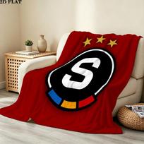 1PC Ac Sparta Praha Patterned Flannel Blanket Suitable For All Seasons For Home Decor Warmth And Comfort Gifts Holiday Present 80cm x 120cm black