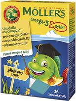 Möller' Omega-3 Fish Jelly Candies, Apple Flavor, Dietary Supplement 36 Pcs S