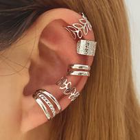 5pcs/set Retro Multi-element Leaf Geometric Ear Cuff Non-Piercing Ear Bone Clip Men and Women Summer Jewelry Boho brown