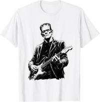 Halloween Frankenstein Playing Guitar Rock Horror Monster T-Shirt S black