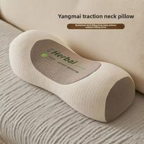 Traditional Buckwheat Filled Neck Pillow For Sleep And Cervical Support Beige Printed gray