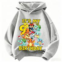 Autumn and winter Pikachu Kids Pure hoodie  Unisex Boys Girls 4-14Y Casual Birthday 1-9 number Top 150 white