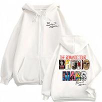 Bruno Marsas The Romantic Tour Užtrauktuku Užsegamas Džemperis Drabužiai Mada Užtrauktuku Užsegamas Gobtuvukas Liemenė Striukė Gobtuvėliai 2XL white