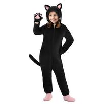 Kigurumi Vaikams Katė Gyvūnas Animacinis Pižama Vaikų Pižama Mergaitėms Berniukams Vienspalvė Pižama Cosplay Kostiumai Kalėdoms Helovino Šventei 110 Height 100-110cm black