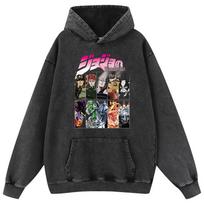 Retro sendinto grynos medvilnės JOJO keisti nuotykiai Unisex su gobtuvu džemperis Large black