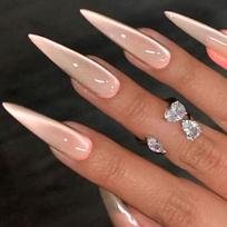 24Pcs Simple Solid Color White Press on Nails Long Style Almond False Silver Nails Fashion Cat's Eye Design Stiletto Nail Tips brown