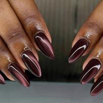 24Pcs Simple Solid Color White Press on Nails Long Style Almond False Silver Nails Fashion Cat's Eye Design Stiletto Nail Tips