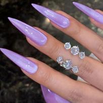 24Pcs Simple Solid Color White Press on Nails Long Style Almond False Silver Nails Fashion Cat's Eye Design Stiletto Nail Tips