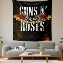 Tapestry Guns N Roses Appetite For Destruction Crossed Pistols Roses Rock Band Logo Wall Hanging for Rock Fan Room 100x150cm(39x59in)