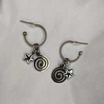 Star Girl Y2K Spiral Vortex Pendant Earrings For Women Vintage Evil Eye Cross Heart Stainless Steel Eardrop Jewelry Accessories gray