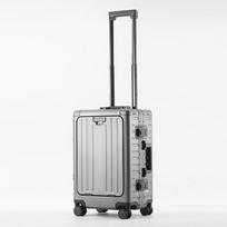 Front-Opening Aluminum-Magnesium Carry-On Suitcase with Fast Charging, 20- and 24-Inch Options for Business Travel. 20-inch with TSA Lock white
