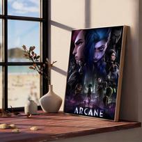 Arcane L-LOL Classic Animation Character Game Movie Sticky Posters Retro Kraft Paper Sticker DIY Room Bar Cafe Art Wall Painting (as the picture,10x15cm No Frame) black
