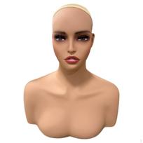 Hairpiece Bust Mannequin Skin Tone Head with Shoulders for Showroom, Photography