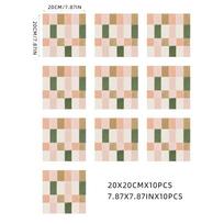 10Pcs Retro Pink&Green Vinyl Tile Stickers PVC Wear-resistant Wall Stickers DIY Peel&Stick Backsplash Panel Home Decor white