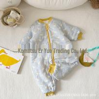 Super Cute Korean Style Baby Footed Sleep Bag - Cotton Padded, Double Zipper, Anti-Kick, Warm, Autumn/Winter 120cm (Height 125-135cm) gray