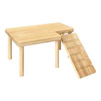 Wooden Two-Tier Hamster with Hideout and Stairs - Small Pet for and Dwarf Hamsters One Size beige