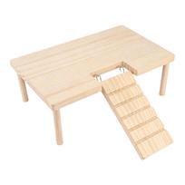 Wooden Two-Tier Hamster with Hideout and Stairs - Small Pet for and Dwarf Hamsters One Size beige