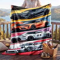 Warm Flannel Blanket Fast And Furious Pattern, Lightweight Comfortable Throw Blanket for Bed Sofa Use 80cmx120cm