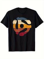 Men'S Retro DJ 45RPM Record Adapter T-Shirt Casual Crew Neck, Short Sleeve, T-Sh 140 brown