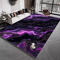 Modernus abstraktus juodai violetinis svetainės dekoravimo kilimas Švelni prabanga Didelis dydis Žaidimų kambario kilimas Minkštas neslystantis tatami kilimėlis Plaunamas 2.6x3.9ft(80x120cm)