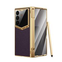 For Samsung Galaxy Z Fold 8 Ultra 7 6 Case Full Hinge Protection Leather Electroplated Phone Cover with Front Screen Protector With ScreenProtector&Galaxy Z Fold 8 Ultra