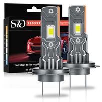 2Pcs H7 CSP LED Headlight Bulbs Mini Fanless  Copper Tube 9005 HB3 Headlamp Fog Light 25000Lm Car Wireless Lamp 6000K White H7 gray