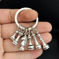 Chess Piece Pendant Keychain - Friendship Gift gray