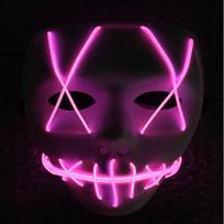 High-quality Halloween Scary Mask Cosplay With Versatile Led Light Modes For Maximum Impact Pink