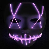 High-quality Halloween Scary Mask Cosplay With Versatile Led Light Modes For Maximum Impact Purple blue
