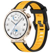 18mm Two-color Silicone Strap for Huawei Watch GT5/4 41mm Sport Bracelet Breathable Wristband for Huawei Watch GT5 Pro 42mm Belt 18mm width yellow