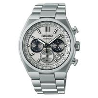 Seiko Astron SBXY095 Men's Watch - Made in Japan - Solar Radio Sync - World Time - Chronograph - Gray Silver Dial