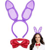 FNAF Freddy Bonnie Violetinio Kiškio Kostiumo Aksesuarai Kiškio Ausys Galvos Juosta su Raudonu Kaklaraiščiu Moterims Vyrams Helovino Šventė Cosplay violetinė
